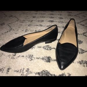 Everlane Modern Point black leather flats, size9.5